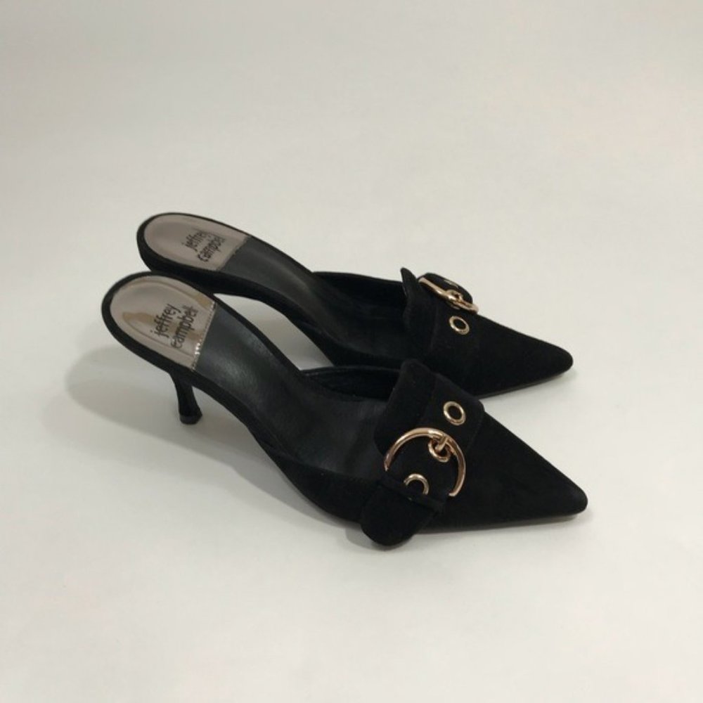 Jeffrey Campbell Kitten Heel Mules Black Slip On